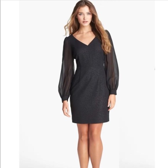 Marc New York by Andrew Marc Illusion Sleeve Shimmer Sheath Dress | Nordstrom - Picture 2 of 5